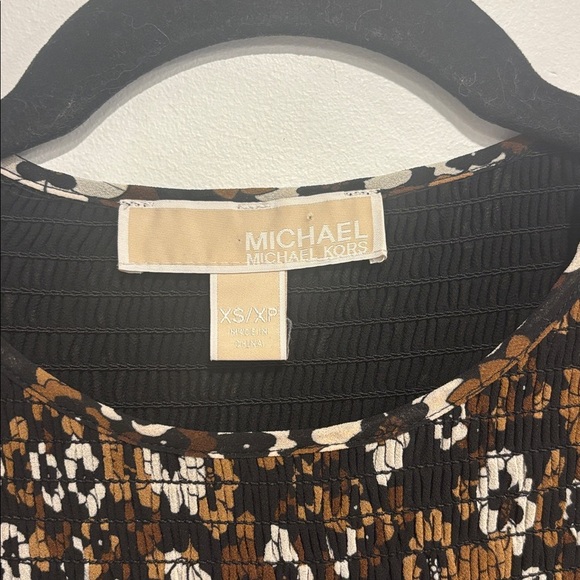 Michael Kors Floral Long Sleeve Dress - Brown and White - Picture 4 of 14